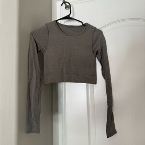 Lululemon Gray Ebb to Street Cropped Long Sleeve